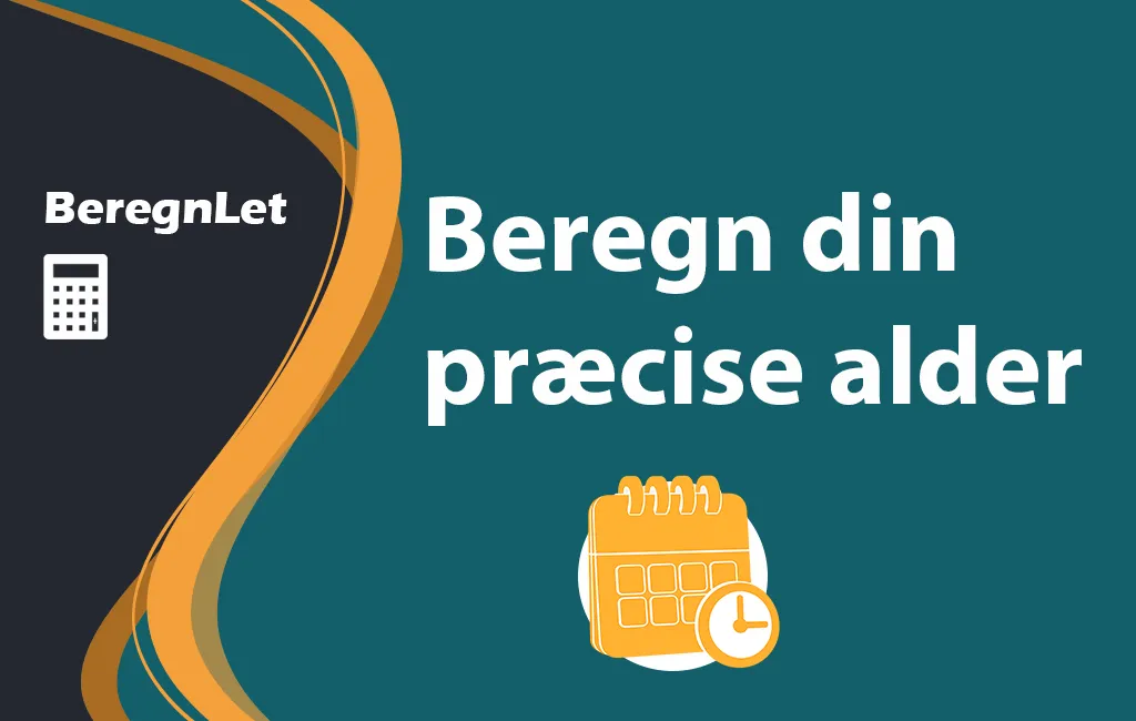 BeregnLet logo med teksten "Beregn din præcise alder" og et ikon af en kalender med et ur.