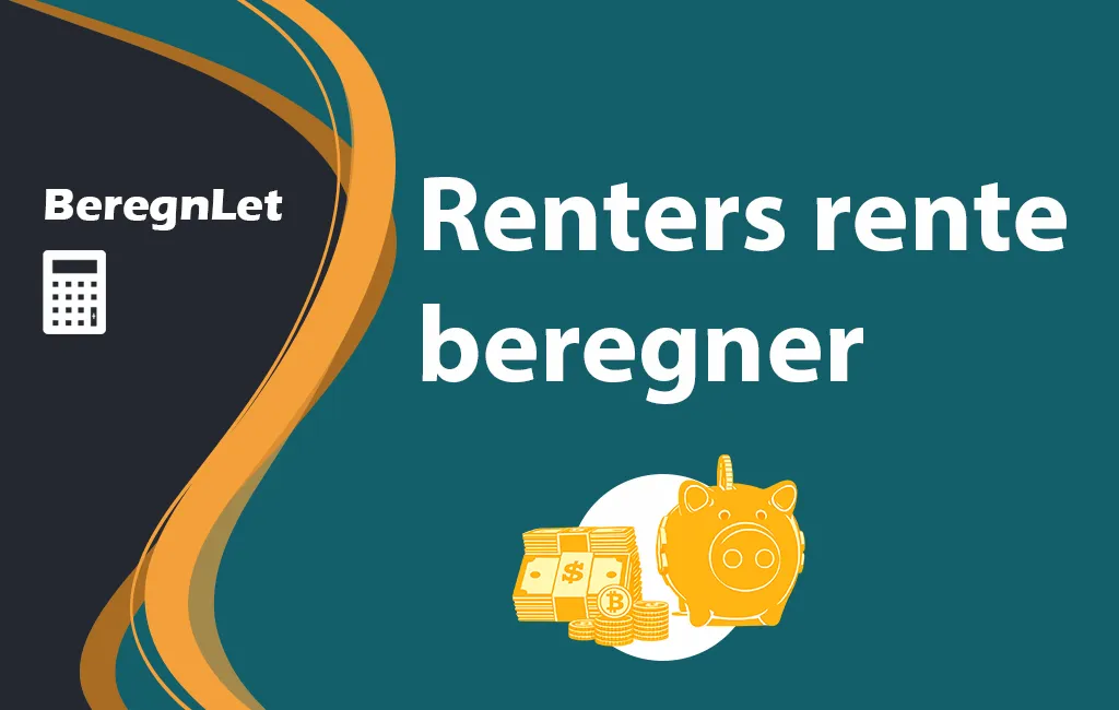 BeregnLet logo med teksten "Renters rente beregner" og en illustration af en sparegris med penge og mønter.