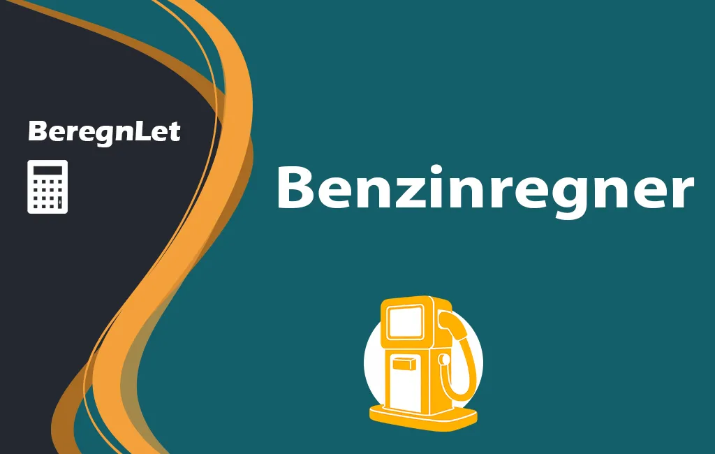 BeregnLet logo med teksten "Benzinregner" og en gul illustration af en benzinstander.